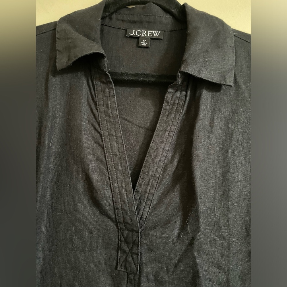 J Crew Black Linen Shirt Dress Size SP - Picture 5 of 7